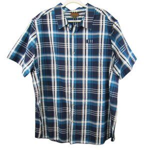 Boulder Creek Blue Plaid Button Up Camp Shirt Mens Size 2XL Big Cotton Short Slv
